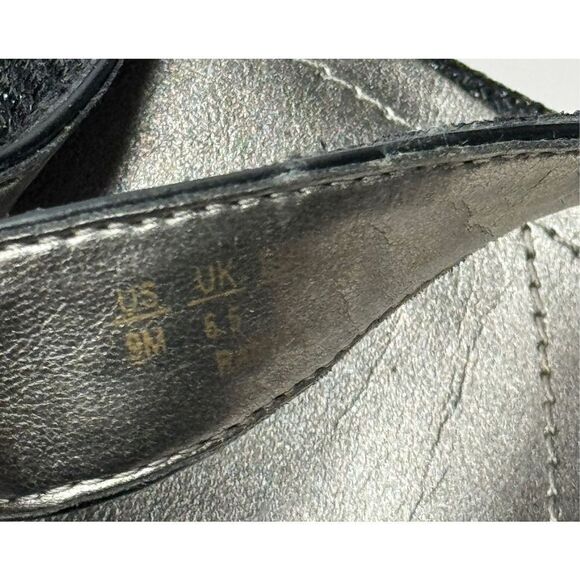 Franco Sarto Sandals‎ Size 9 Black Leather Ankle Strap Square Toe Dress Heels - Picture 9 of 10